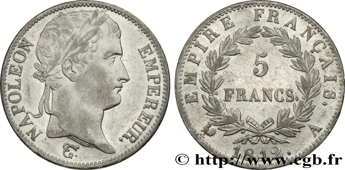 5 francs Napoléon Empereur, Empire français 1812 Paris F.307/41 AU 