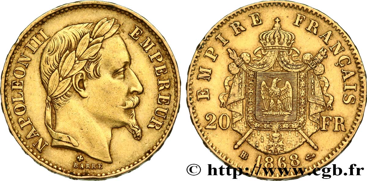 Piece Or Napoleon 3 20 Francs 1868