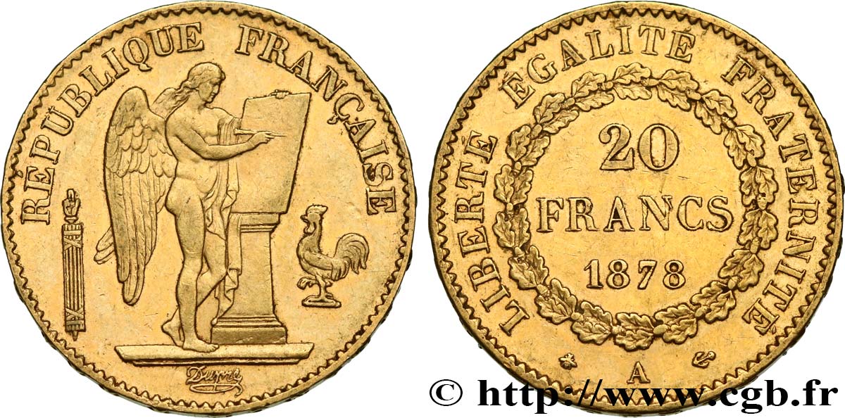20 francs or Génie, IIIe République 1878 Paris F.533/6 TTB50 
