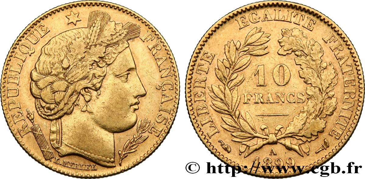 10 francs or Cérès, Troisième République 1899 Paris F.508/5 XF48 