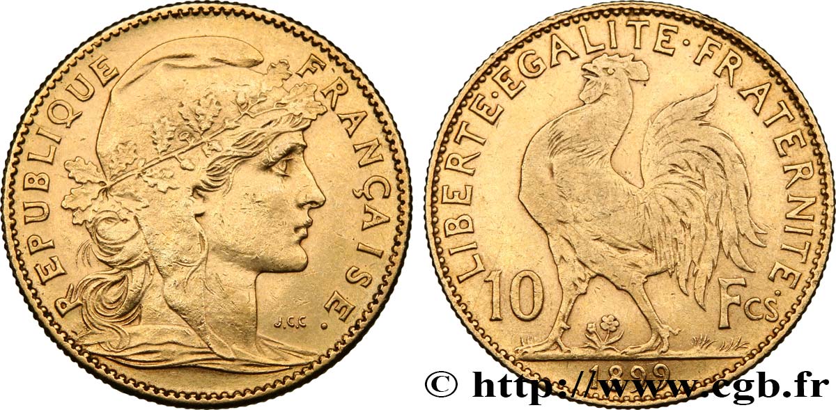 10 francs or Coq 1899 Paris F.509/1 BB45 