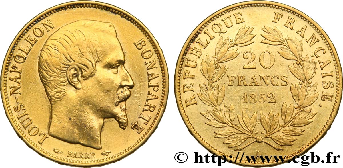 20 francs or Louis-Napoléon 1852 Paris F.530/1 fVZ 