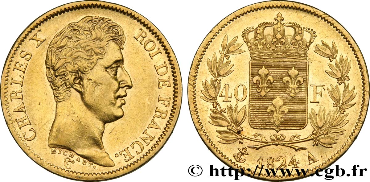 40 francs or Charles X, 1er type 1824 Paris F.543/1 TTB52 