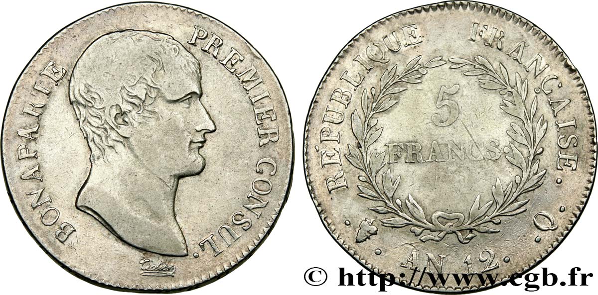 5 francs Bonaparte Premier Consul 1804 Perpignan F.301/23 VF30 