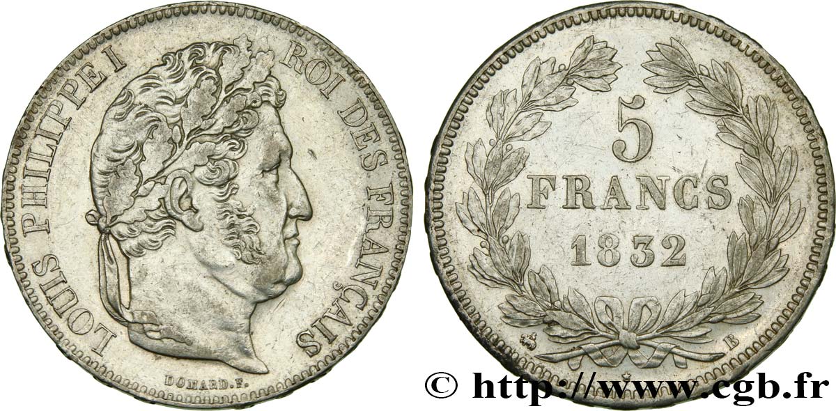 5 francs IIe type Domard 1832 Rouen F.324/2 TTB52 