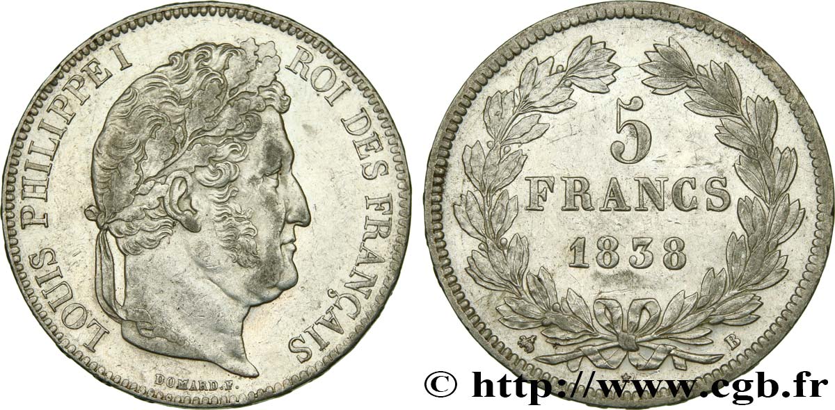 5 francs IIe type Domard 1838 Rouen F.324/69 TTB53 