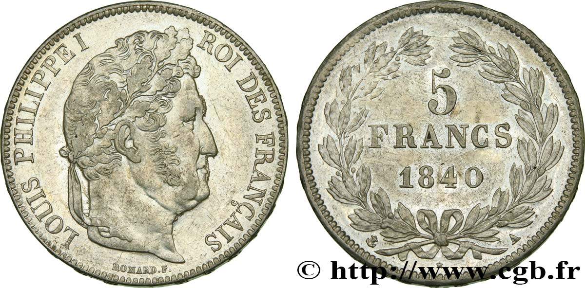 5 francs IIe type Domard 1840 Paris F.324/83 MBC53 