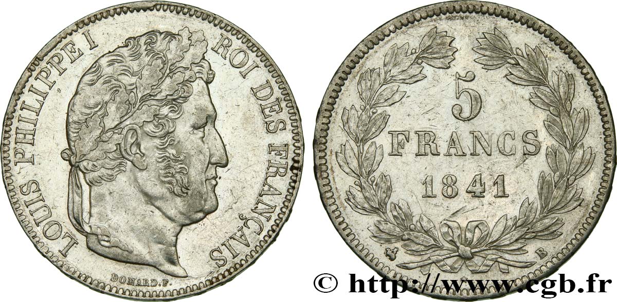 5 francs IIe type Domard 1841 Rouen F.324/91 AU55 