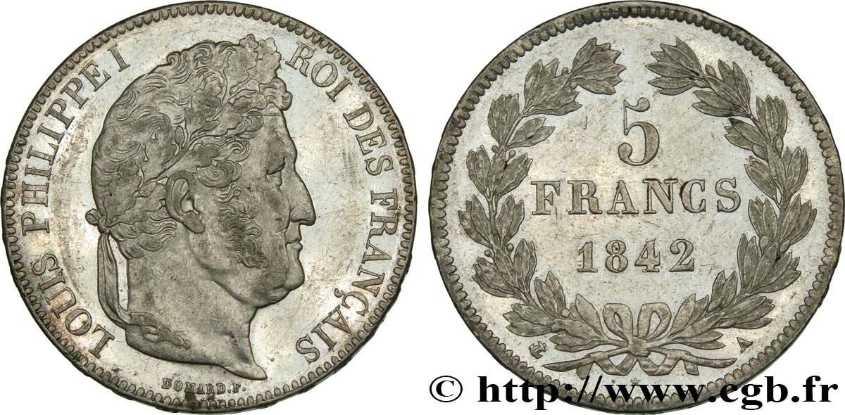 5 francs IIe type Domard 1842 Paris F.324/95 TTB53 