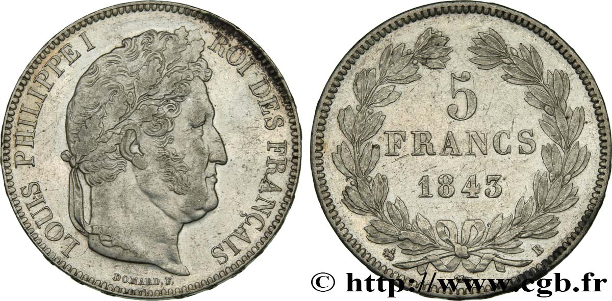 5 francs IIe type Domard 1843 Rouen F.324/101 SS52 