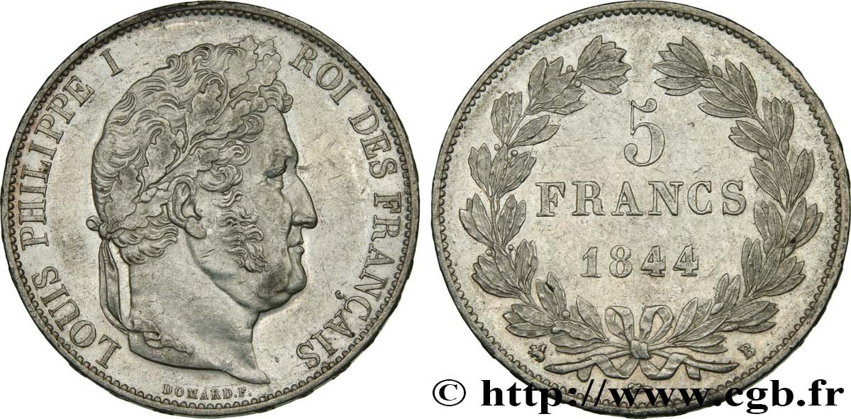 5 francs IIIe type Domard 1844 Rouen F.325/2 TTB53 
