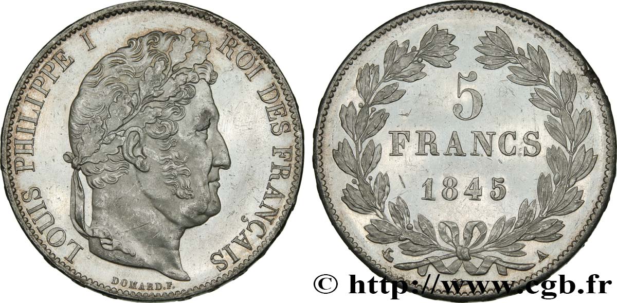 5 francs IIIe type Domard 1845 Paris F.325/6 EBC62 