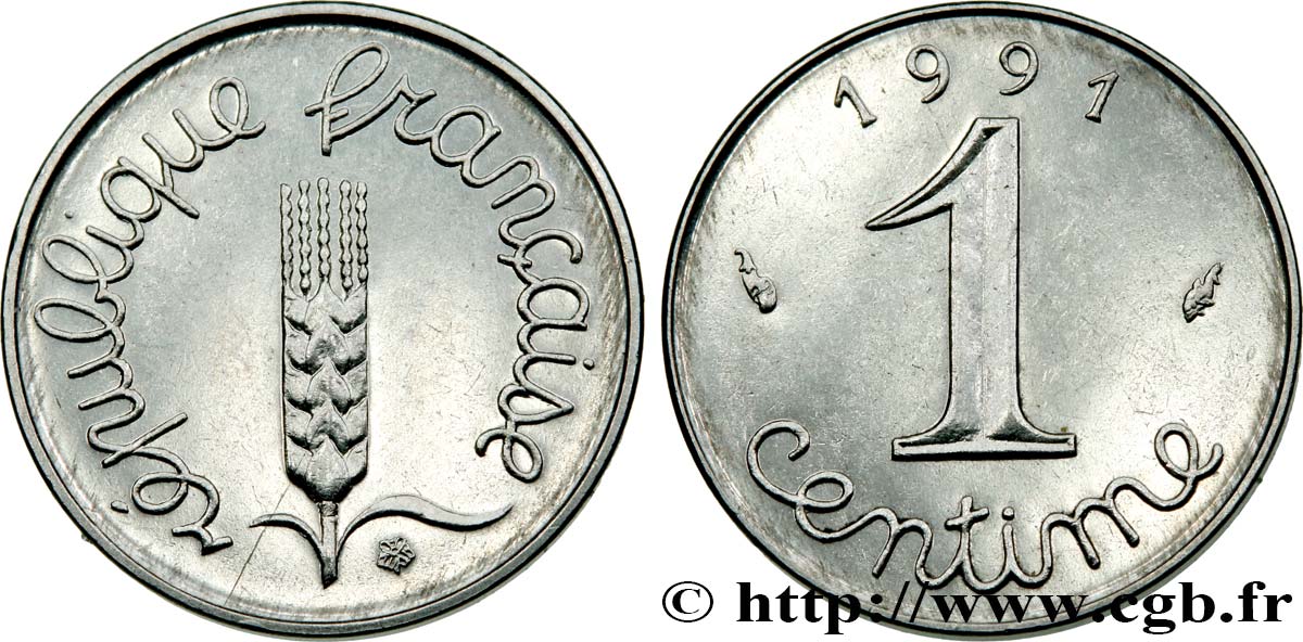 1 centime Épi, frappe monnaie 1991 Pessac F.106/48 SUP+ 