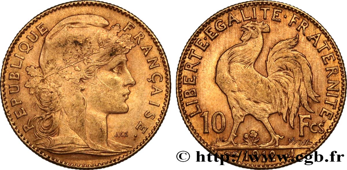 10 francs or Coq 1912 Paris F.509/13 q.SPL 