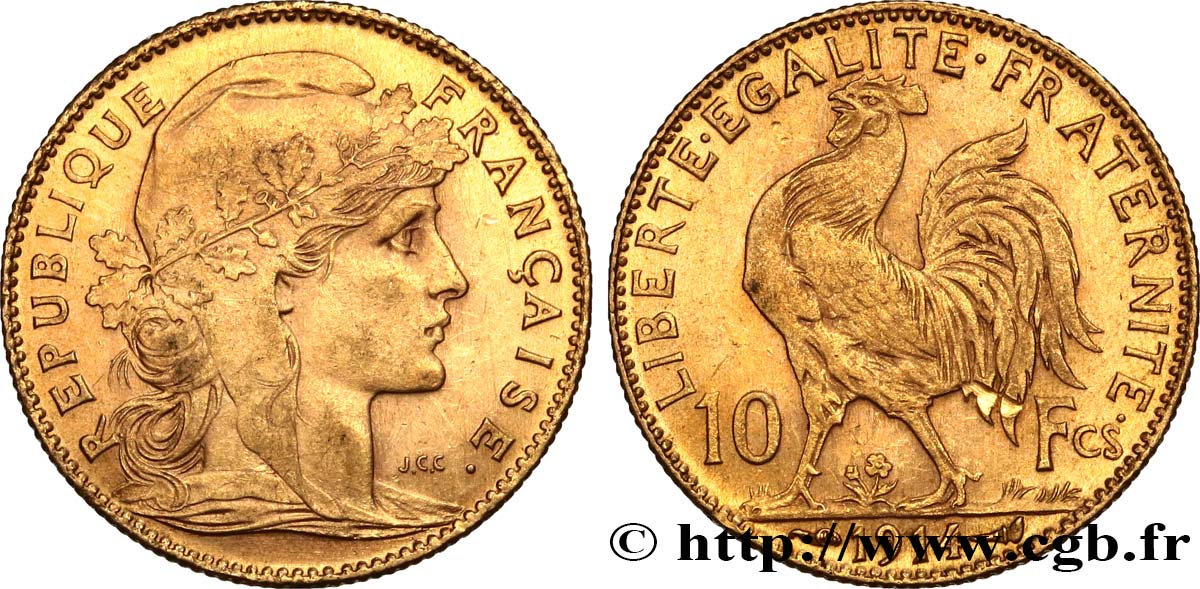 10 francs or Coq 1914 Paris F.509/14 SPL 