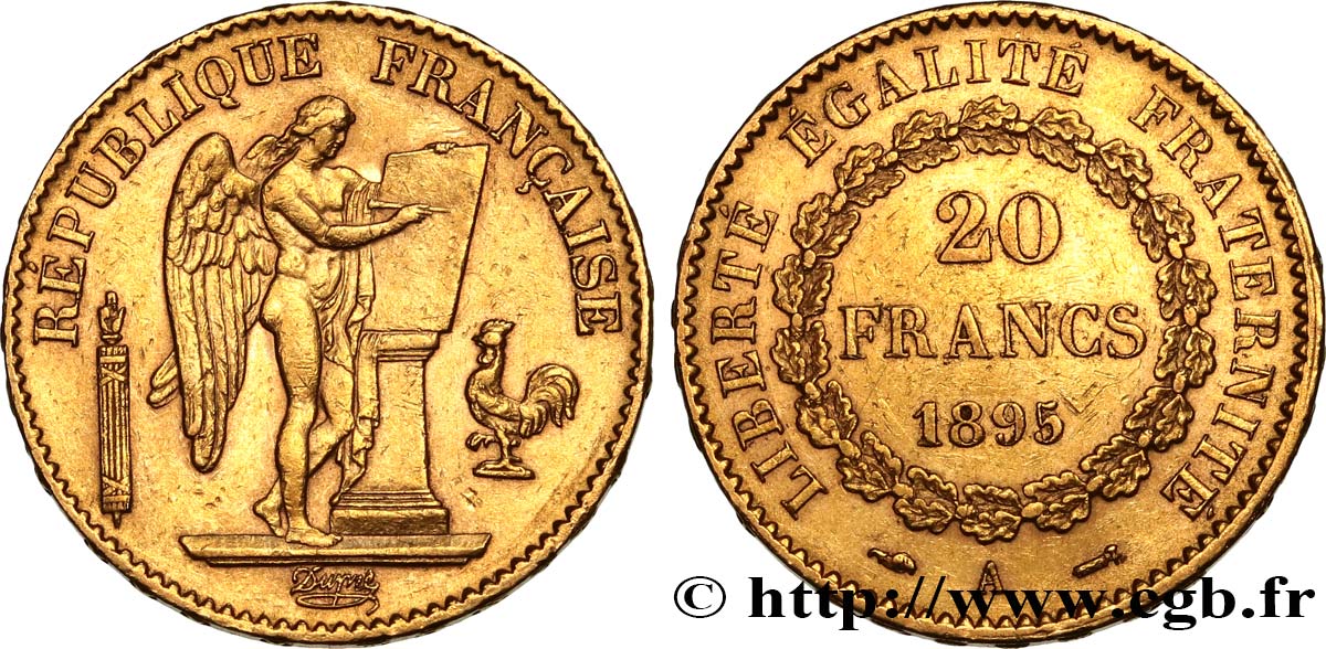 20 francs or Génie, IIIe République 1895 Paris F.533/19 SS52 