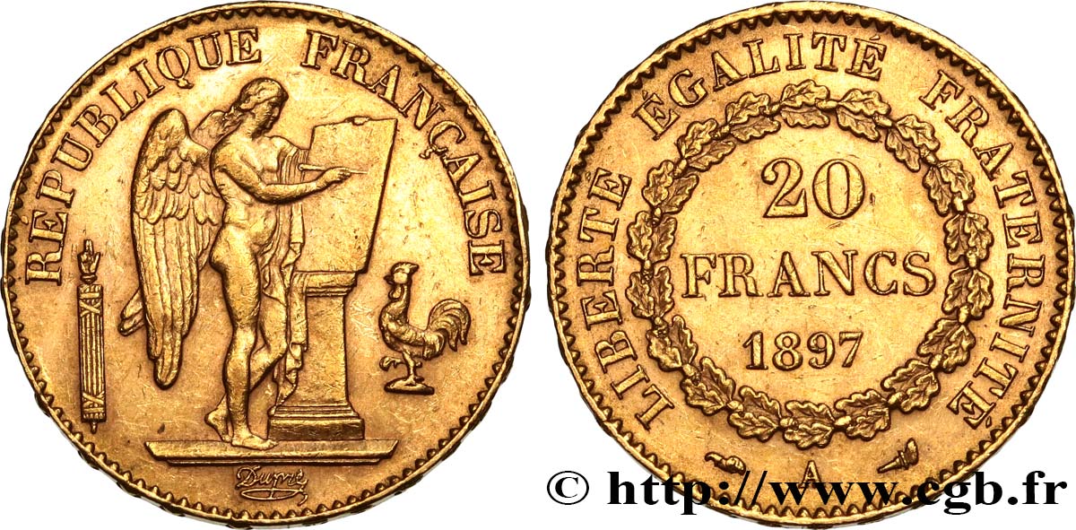 20 francs or Génie, Troisième République 1897 Paris F.533/22 BB52 