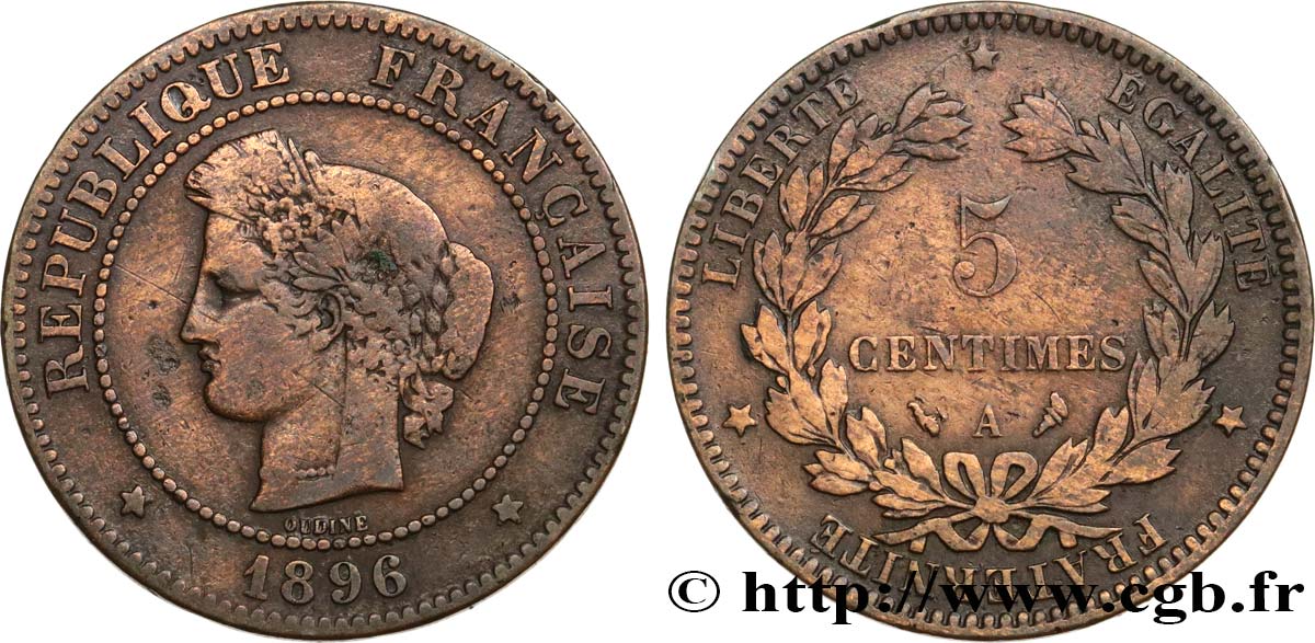 5 centimes Cérès 1896 Paris F.118/38 TB15 