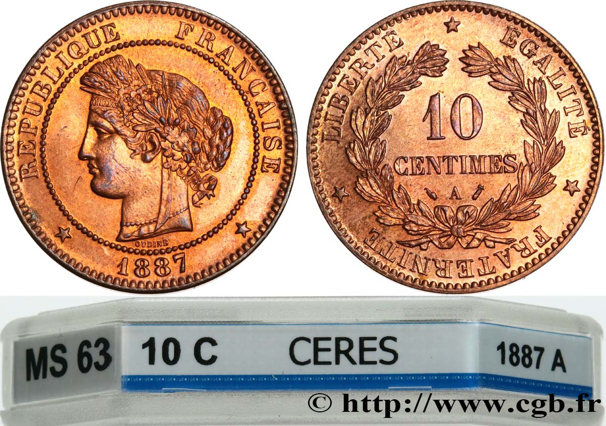 10 centimes Cérès 1887 Paris F.135/31 fST63 GENI