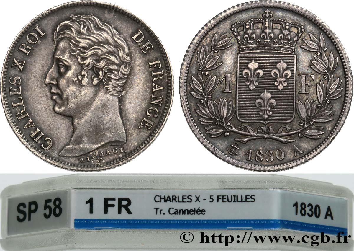 1 franc Charles X, tranche cannelée 1830 Paris F.208/1 SPL58 GENI