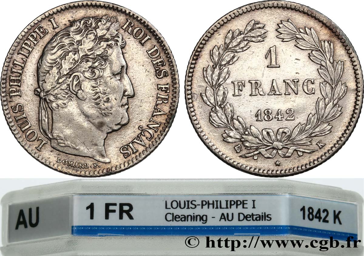 1 franc Louis-Philippe, couronne de chêne 1842 Bordeaux F.210/88 VZ GENI