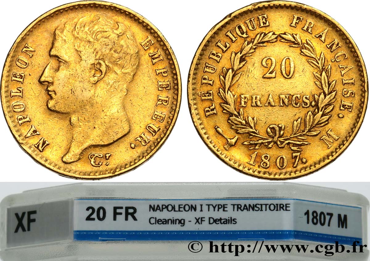 20 francs Napoléon tête nue, type transitoire 1807 Toulouse F.514/2 XF GENI