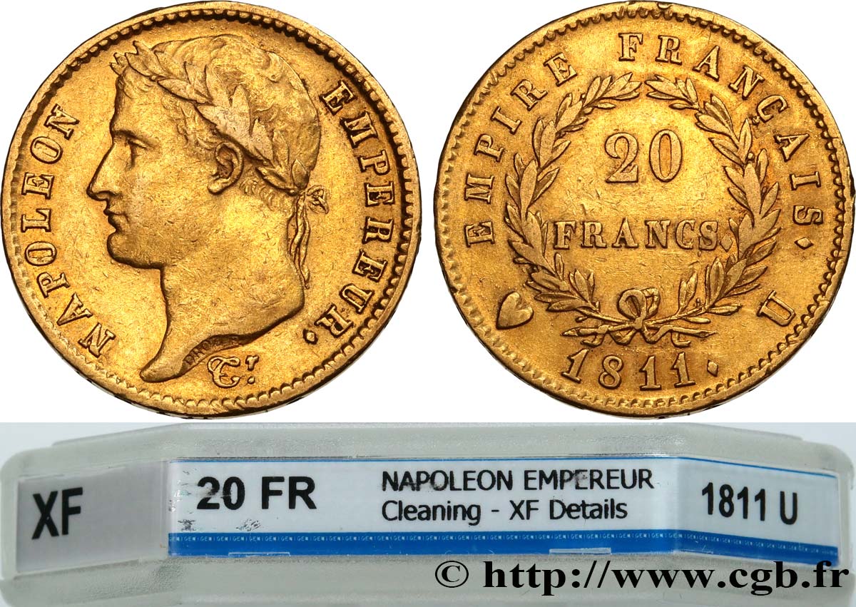 20 francs or Napoléon tête laurée, Empire français 1811 Turin F.516/20 BB GENI