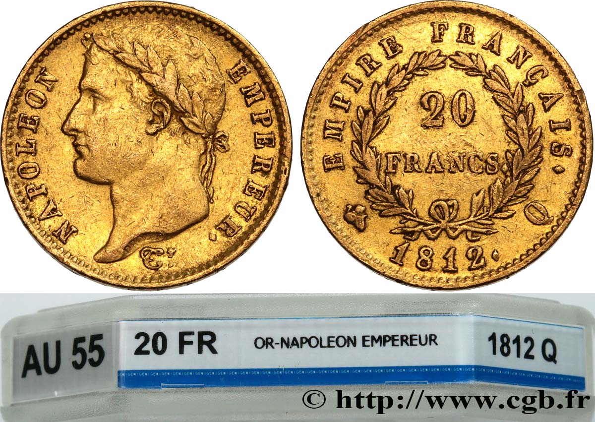 20 francs or Napoléon, tête laurée, Empire français 1812 Perpignan F.516/26 SUP55 GENI