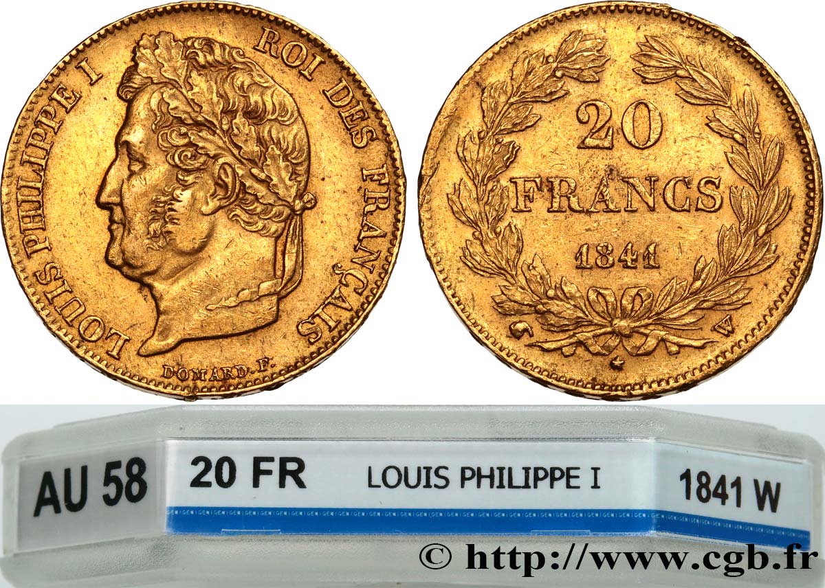20 francs or Louis-Philippe, Domard 1841 Lille F.527/26 SPL58 GENI