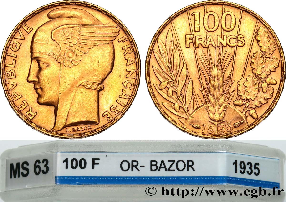 100 francs or, Bazor 1935 Paris F.554/6 fST63 GENI