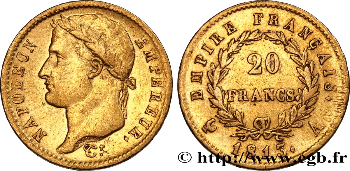 20 francs or Napoléon tête laurée, Empire français 1813 Paris F.516/30 TTB40 