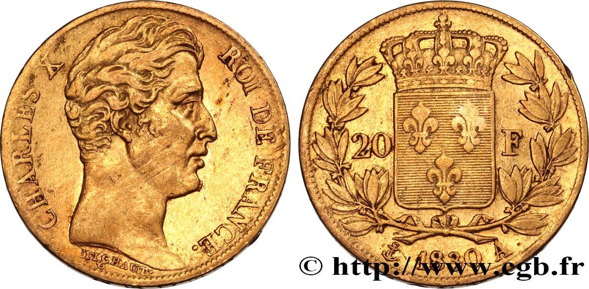 20 francs or Charles X 1830 Paris F.520/12 S35 