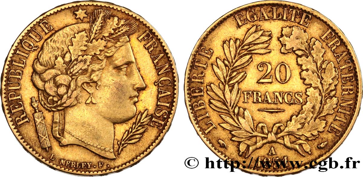 20 francs or Cérès 1851 Paris F.529/4 XF45 