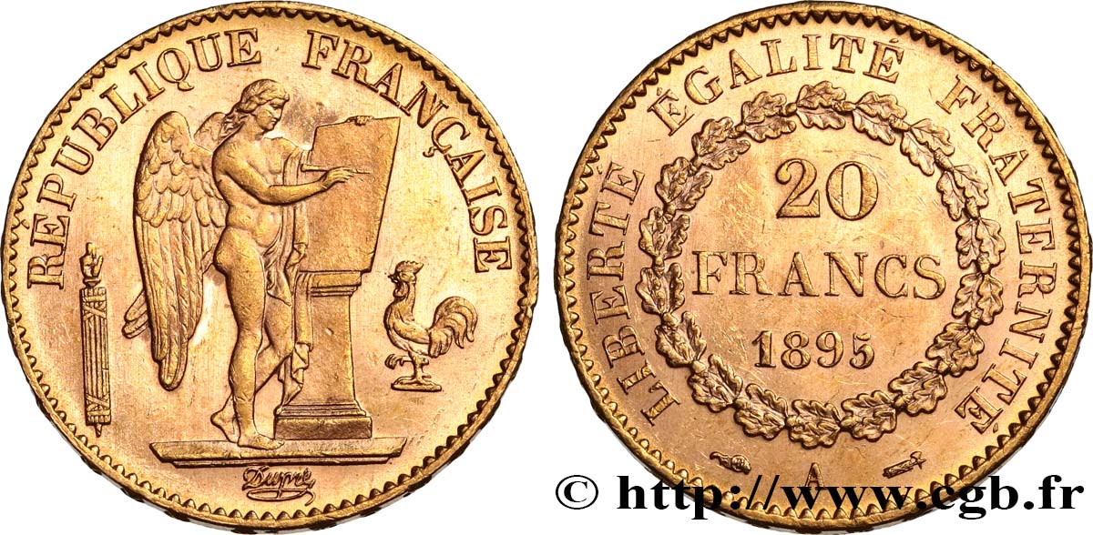20 francs or Génie, Troisième République 1895 Paris F.533/19 EBC62 