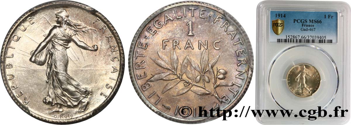 1 franc Semeuse 1914 Paris F.217/19 ST66 PCGS