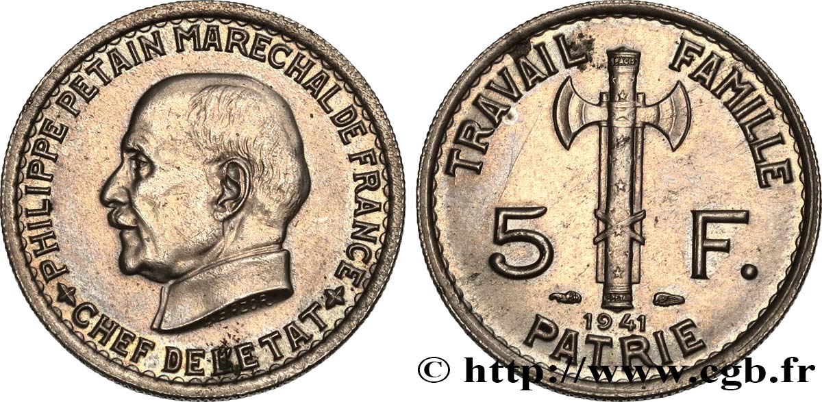 5 francs Pétain  1941  F.338/2 SUP60 