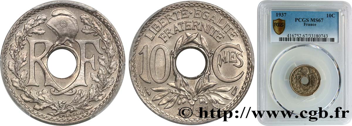 10 centimes Lindauer 1937  F.138/24 FDC67 PCGS