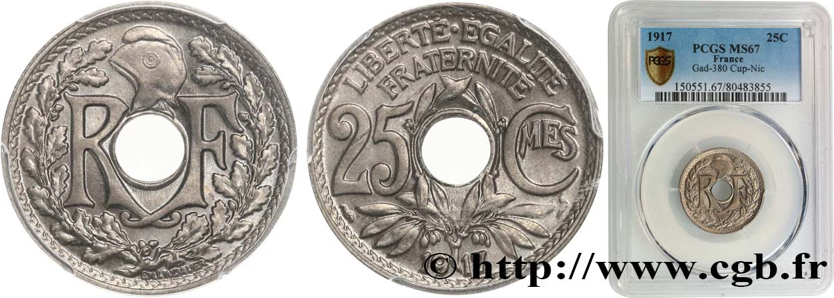 25 centimes Lindauer 1917  F.171/1 MS67 PCGS