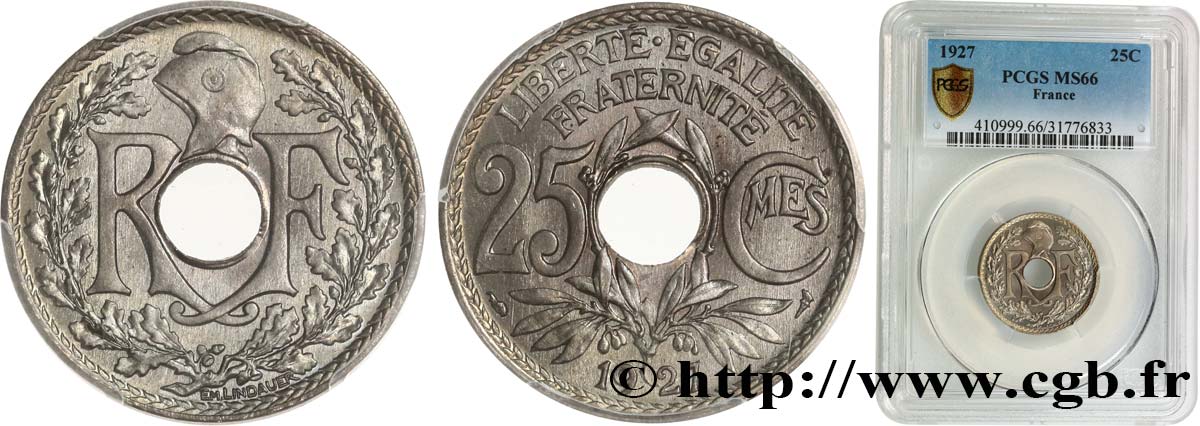 25 centimes Lindauer 1927  F.171/11 ST66 PCGS