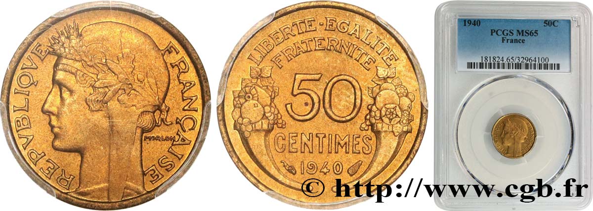 50 centimes Morlon 1940  F.192/17 ST65 PCGS