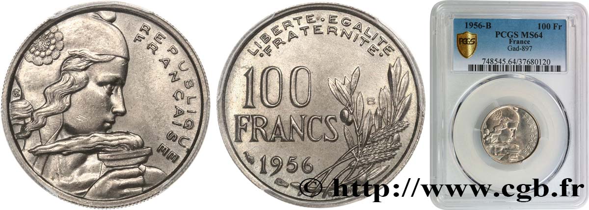 100 francs Cochet 1956 Beaumont-Le-Roger F.450/9 SPL64 PCGS