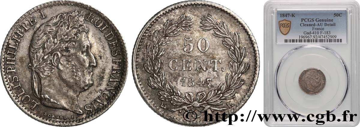 50 centimes Louis-Philippe 1847 Bordeaux F.183/15 TTB+ PCGS