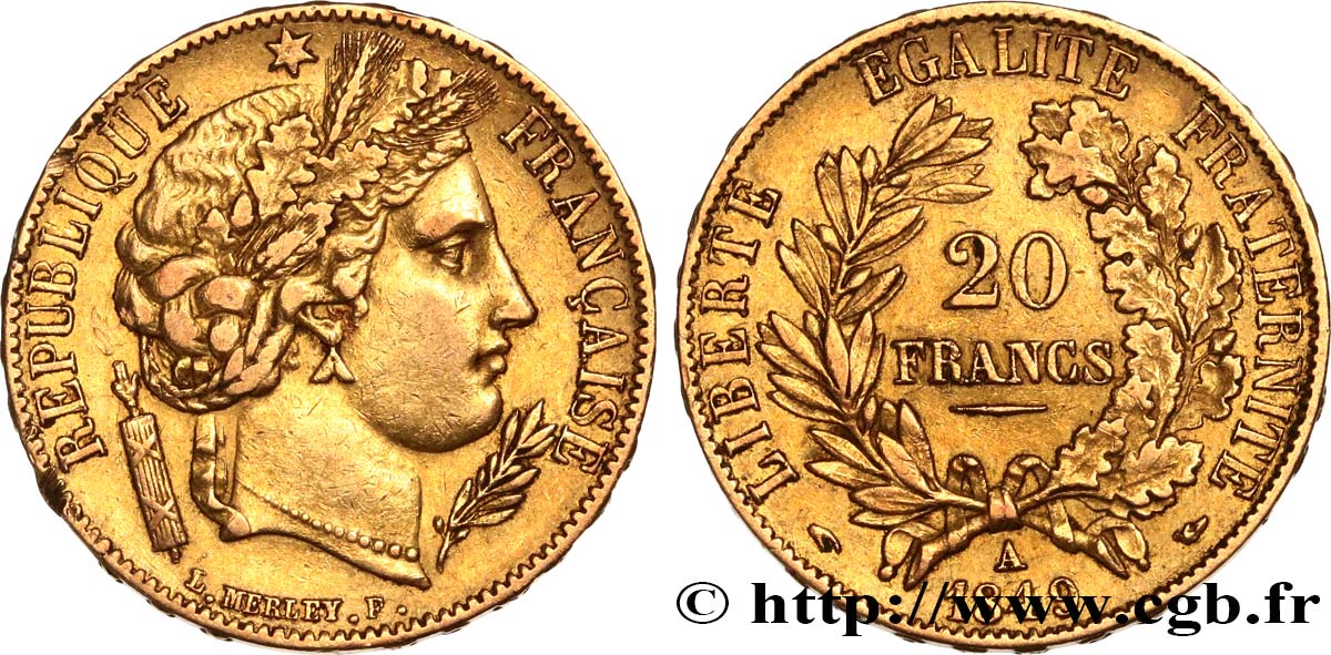 20 francs or Cérès 1849 Paris F.529/1 MBC45 
