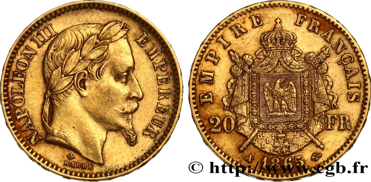 Valeur Piece 20 Francs Or Napoleon 1865