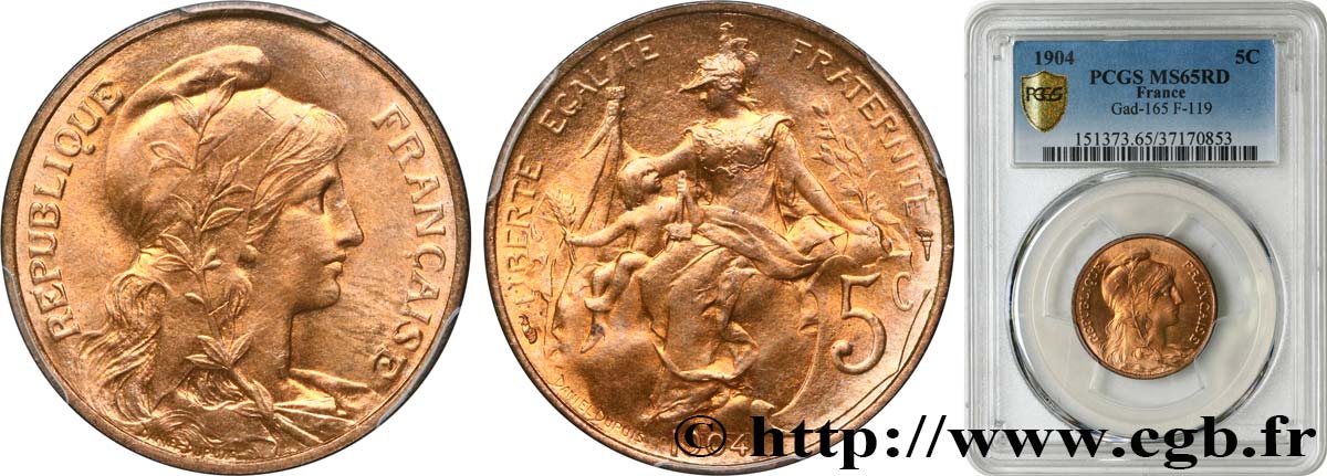 5 centimes Daniel-Dupuis 1904  F.119/14 FDC65 PCGS