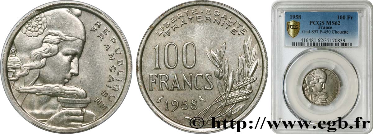 100 francs Cochet 1958  F.450/13 SUP62 PCGS