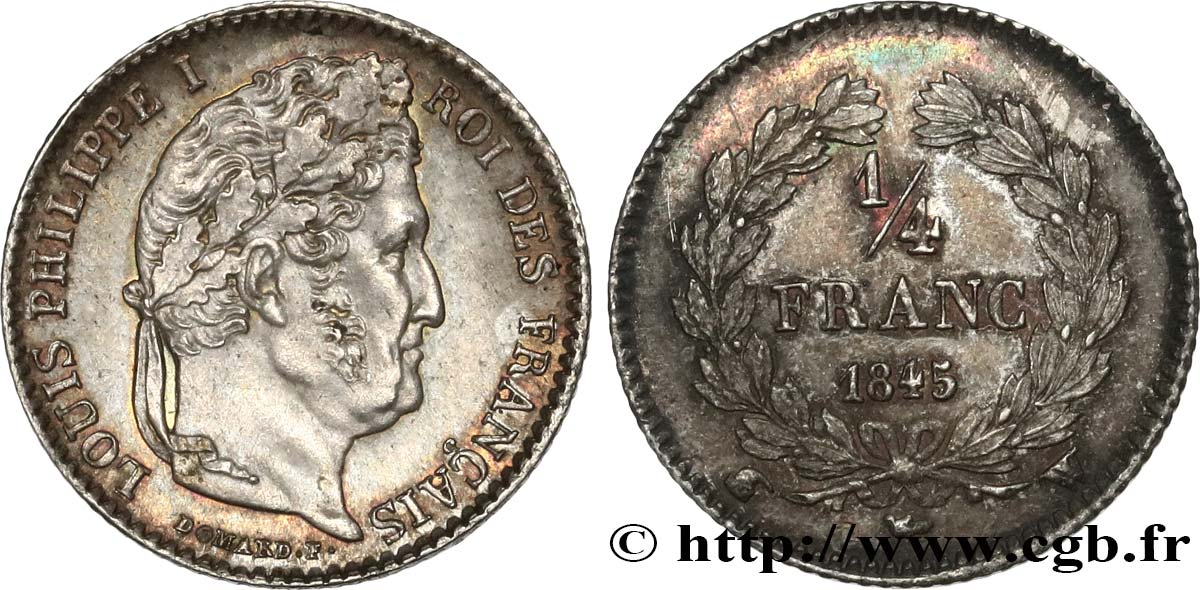 1/4 franc Louis-Philippe 1845 Lille F.166/104 VZ60 