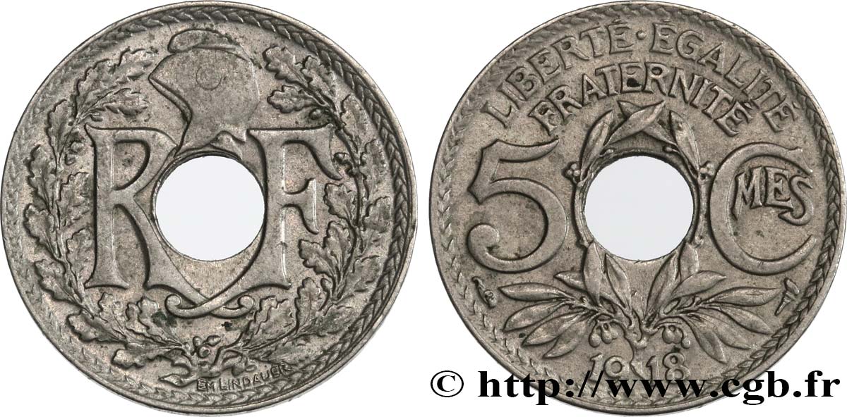 5 centimes Lindauer, grand module 1918 Paris F.121/2 TTB45 