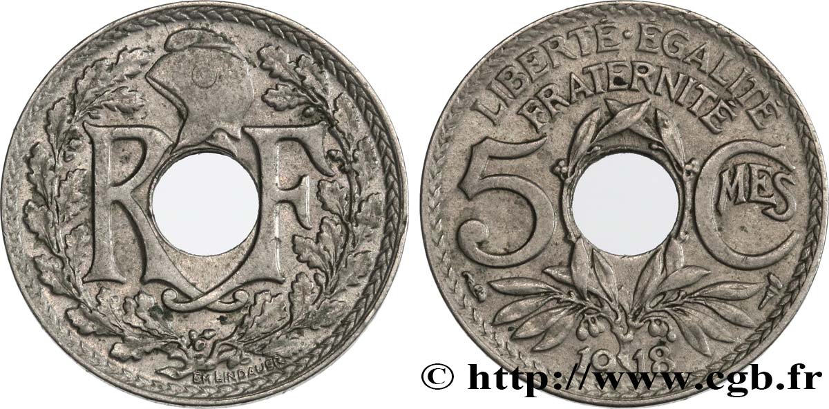 5 centimes Lindauer, grand module 1918 Paris F.121/2 SS45 