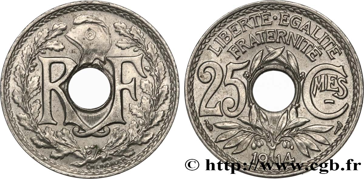 25 centimes Lindauer, Cmes souligné 1914  F.170/2 VZ60 
